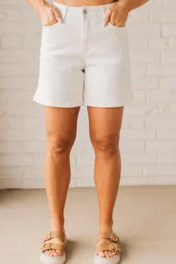 Emmalie High Waist Mom Shorts | White - ANNIEWEAR