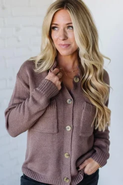 Eva Button Front Notched Sweater