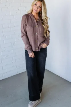 Eva Button Front Notched Sweater