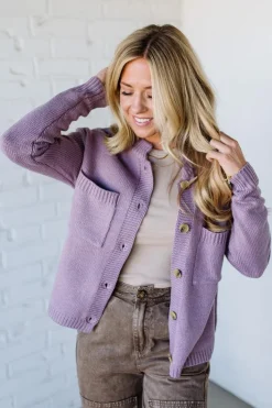 Eva Button Front Notched Sweater