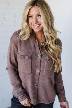 Eva Button Front Notched Sweater