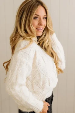 Eyelash Finish Checkerboard Sweater