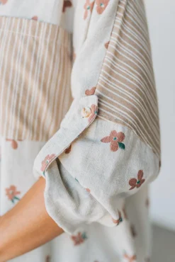 Floral + Striped Contrast Boyfriend Top