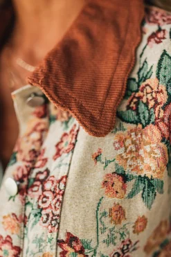 Floral Jacquard Scallop Trim Jacket