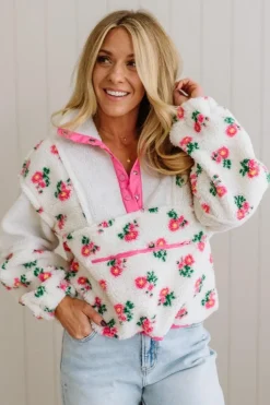 Floral Sherpa Pullover