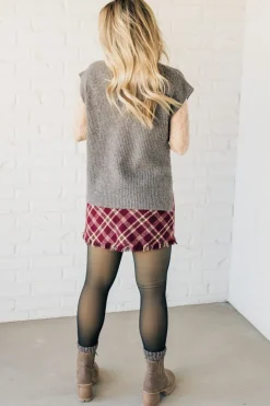 Frayed Hem Plaid Mini Skirt