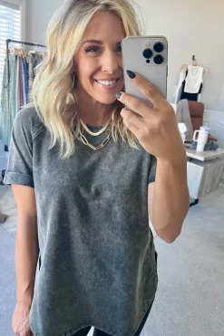 French Terry Acid Wash Top