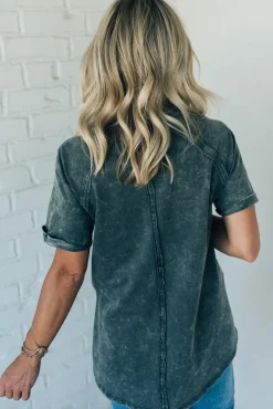 French Terry Acid Wash Top