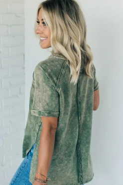 French Terry Acid Wash Top