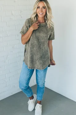 French Terry Acid Wash Top