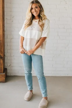 French Terry Contrast Color Block Top