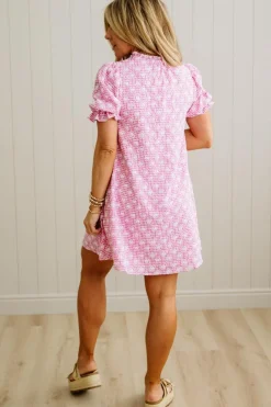 Gingham and Hearts Puff Sleeve Shift Dress