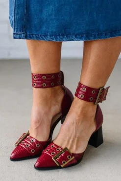 Gracie Pointed Toe Grommet Detail Heels