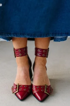 Gracie Pointed Toe Grommet Detail Heels