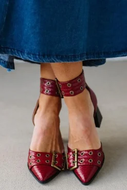 Gracie Pointed Toe Grommet Detail Heels