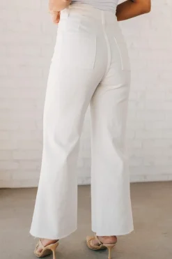Greta High Rise Wide Leg Pants | White - ANNIEWEAR