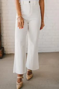 Greta High Rise Wide Leg Pants | White - ANNIEWEAR