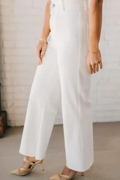 Greta High Rise Wide Leg Pants | White - ANNIEWEAR