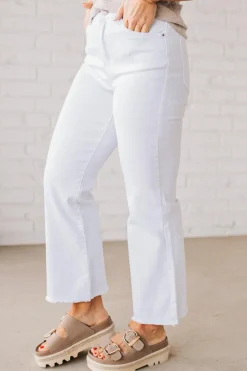 Haddie Frayed Hem Jeans | White -ZENANA
