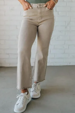 Haddie Frayed Hem Jeans | Ash Mocha - ZENANA