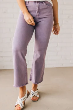 Haddie Frayed Hem Jeans | Light Plum - ZENANA
