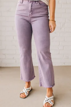 Haddie Frayed Hem Jeans | Light Plum - ZENANA