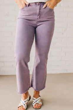 Haddie Frayed Hem Jeans | Light Plum - ZENANA