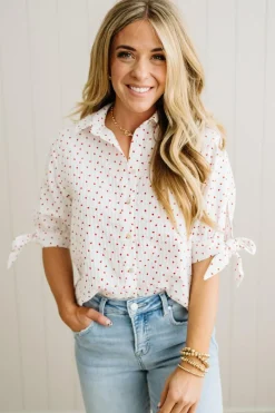 Hearts and Bows Button Front Top