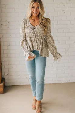 High Low Floral Tie Front Peplum