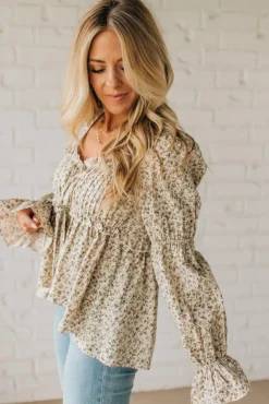 High Low Floral Tie Front Peplum