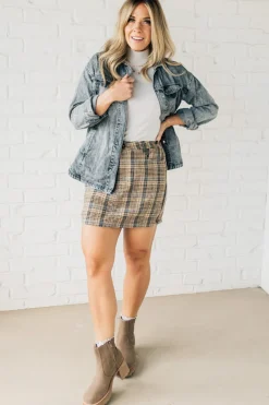 High Waist Plaid Mini Skirt