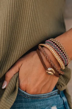 Individual Bead + Leather Layered Bracelets