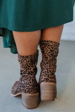 Joanie Leopard Blook Heel Boots