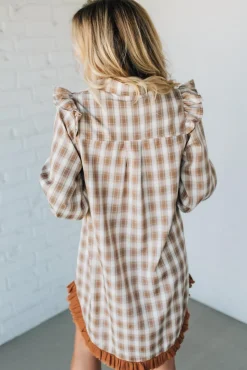 Jonnie Plaid Ruffled Accent Shirt Dress | Peanut