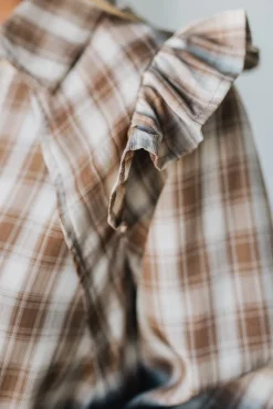 Jonnie Plaid Ruffled Accent Shirt Dress | Peanut