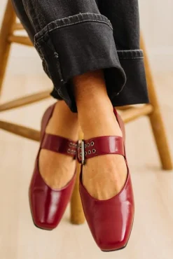 Kailey Squared Toe Mary Janes | Red