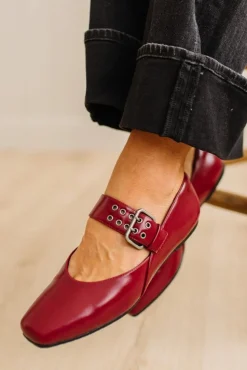 Kailey Squared Toe Mary Janes | Red