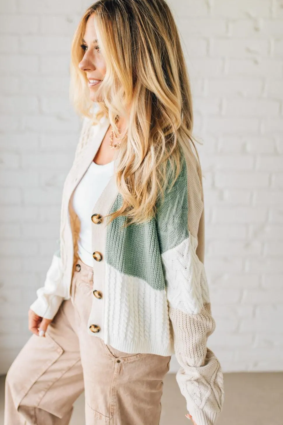 Knitted Colorblock Cardigan