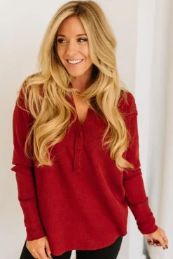 Kyla Waffled Snap Button Top