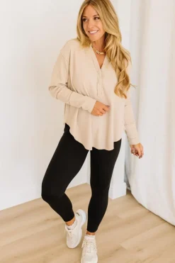 Kyla Waffled Snap Button Top