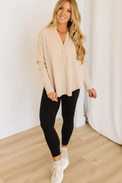 Kyla Waffled Snap Button Top