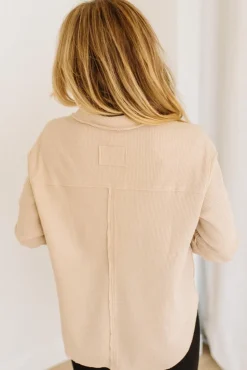 Kyla Waffled Snap Button Top