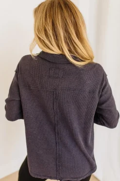 Kyla Waffled Snap Button Top