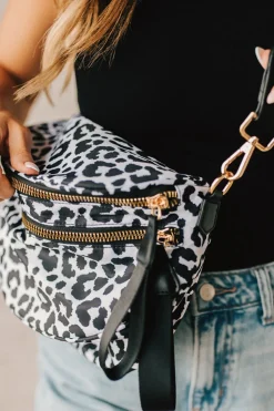 Leena Double Zipper Crossbody Bag | Leopard