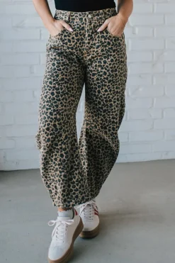 Leopard Barrel Denim Jeans - SO ME