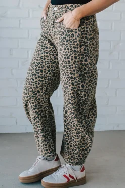 Leopard Barrel Denim Jeans - SO ME