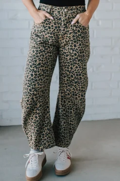 Leopard Barrel Denim Jeans - SO ME