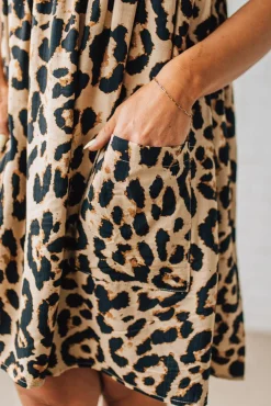 Leopard Tie Back Puff Sleeve Dress