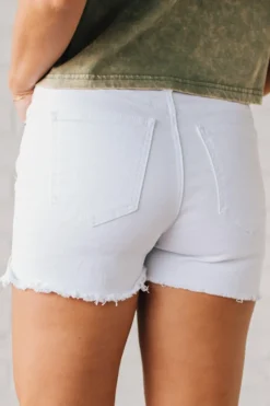 Lexy Frayed Denim Shorts | White - ZENANA