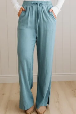 Linen Blend Drawstring Pants